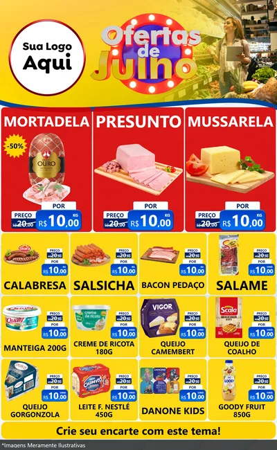 Modelo de Encarte para Encarte Grande com o tema Ofertas de Julho para Frios e Laticínios