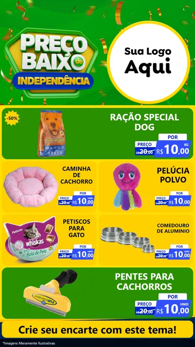 Modelo de TV para TV Vertical com o tema Preço Baixo de Independência para Pet Shop