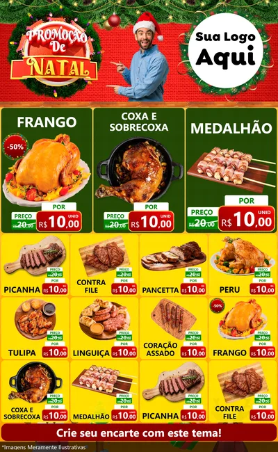 Modelo de Encarte para Encarte Grande com o tema Promoção de Natal para Assados