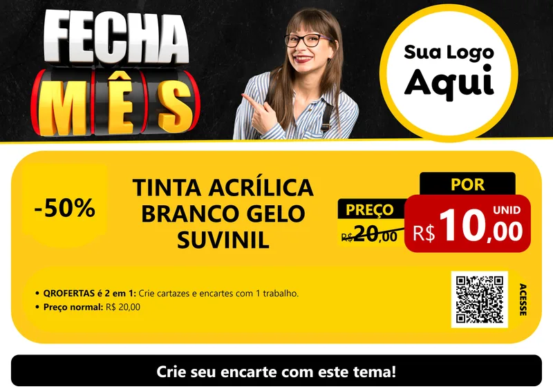 Modelo de Cartaz para Cartaz A4 Horizontal com o tema Fecha Mês para Tintas e Ferramentas