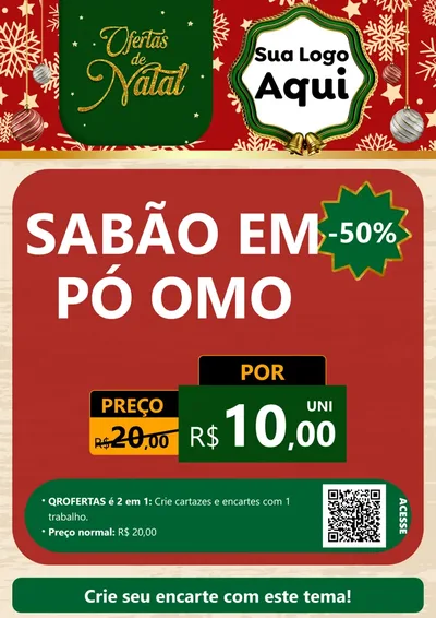 Modelo de Cartaz para Cartaz A4 Vertical com o tema Natal de Ofertas para Produtos de Limpeza