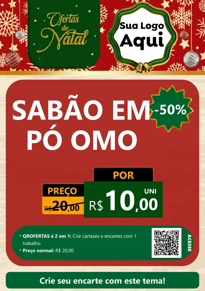 Modelo de Cartaz para Cartaz A4 Vertical com o tema Natal de Ofertas para Produtos de Limpeza