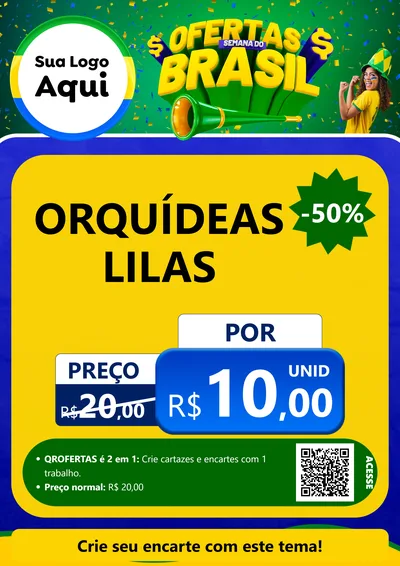 Modelo de Cartaz para Cartaz A4 Vertical com o tema Ofertas Semana do Brasil para Floricultura e jardim