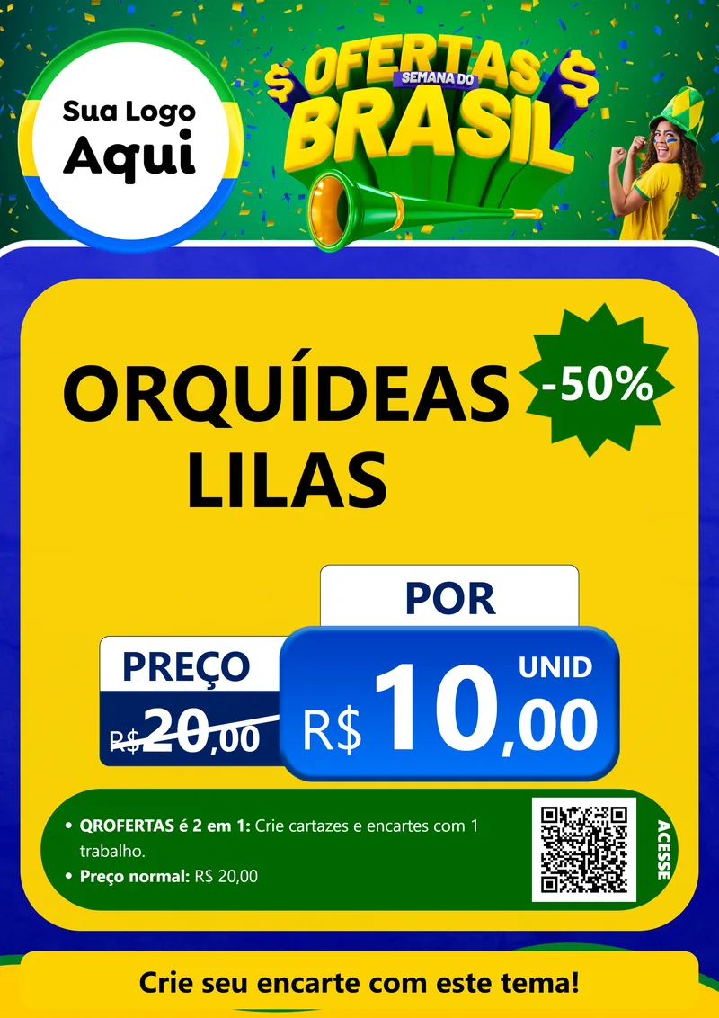 Modelo de Cartaz para Cartaz A4 Vertical com o tema Ofertas Semana do Brasil para Floricultura e jardim
