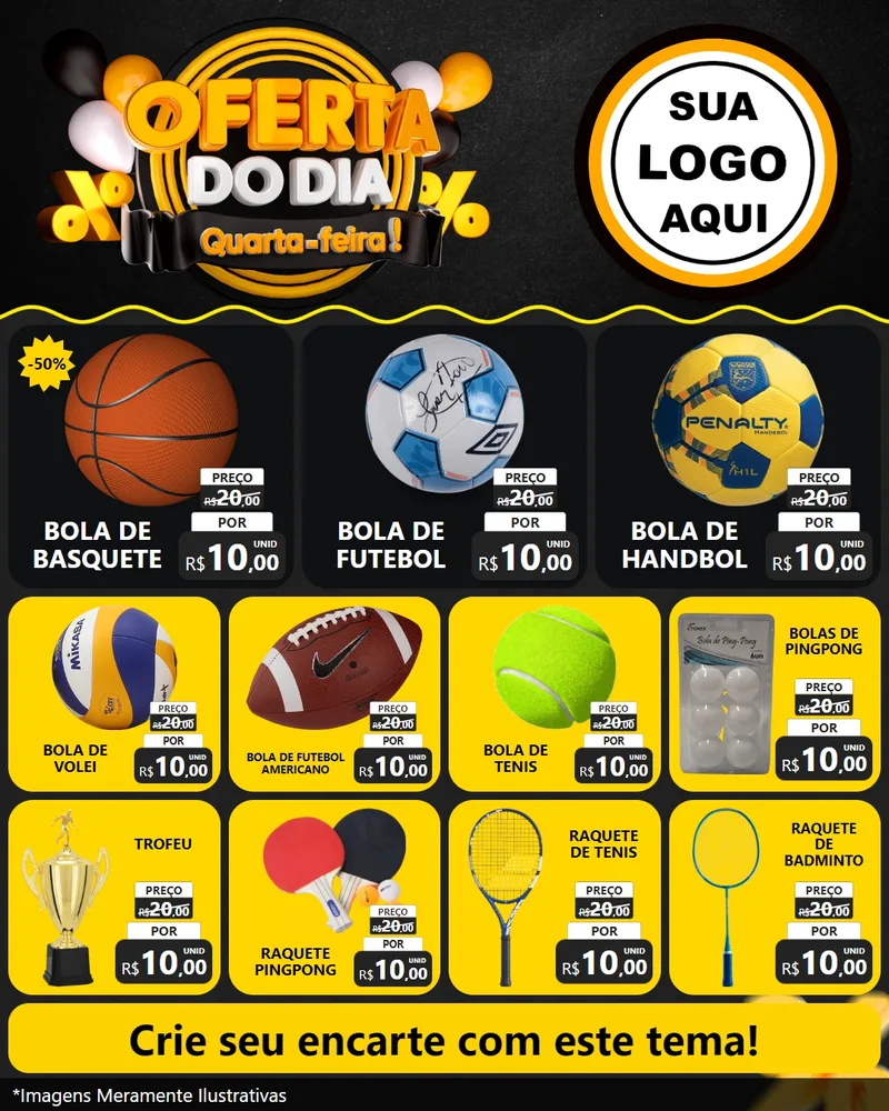 Modelo de Rede Social para Feed Instagram com o tema Oferta do Dia - Quarta Feira! para Artigos Esportivos