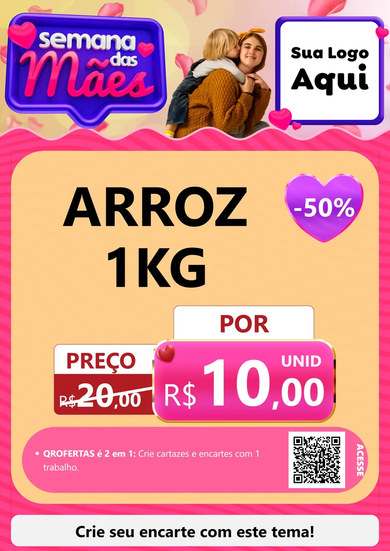 Modelo de Cartaz para Cartaz A4 Vertical com o tema Semana das Mães para Supermercado