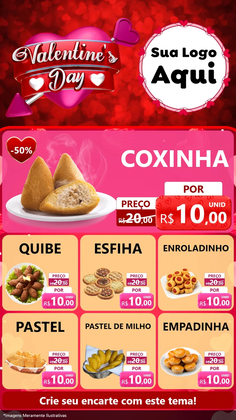 Modelo de Rede Social para Stories com o tema Valentine's Day para Salgadaria