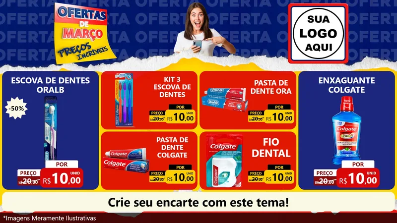 Modelo de TV para TV Horizontal com o tema Ofertas de Março - Preços Incríveis para Higiene Pessoal