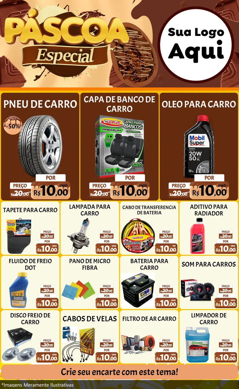 Modelo de Encarte para Encarte Grande com o tema Páscoa Especial para Auto peças