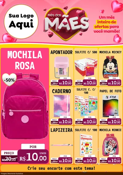 Modelo de Encarte para Encarte A4 Vertical com o tema Mês das Mães para Papelaria