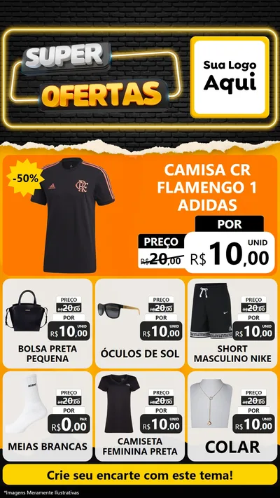 Modelo de Rede Social para Stories com o tema Super Ofertas para Roupas e acessórios