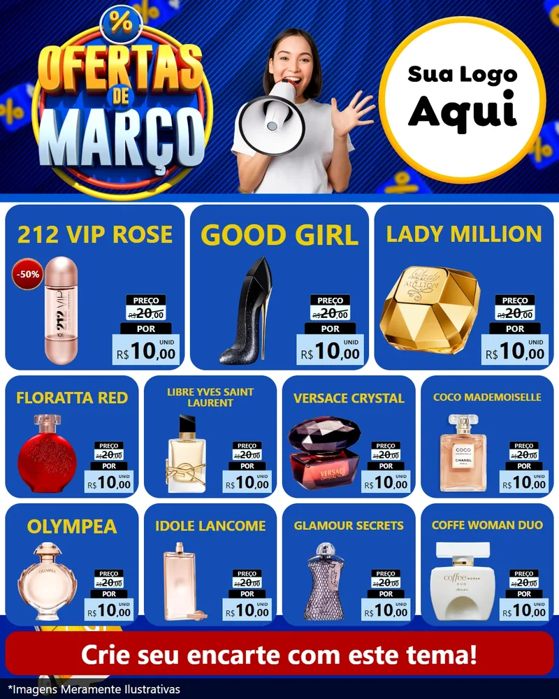 Modelo de Rede Social para Feed Instagram com o tema Ofertas de Março para Perfumes