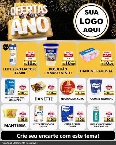 Modelo de Rede Social para Feed Instagram com o tema Ofertas de Fim de Ano para Frios e Laticínios