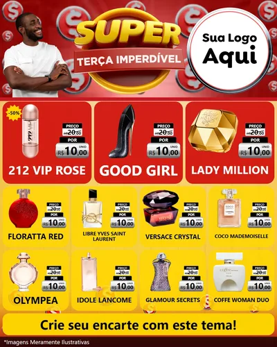 Modelo de Rede Social para Feed Instagram com o tema Super Terça Imperdível para Perfumes