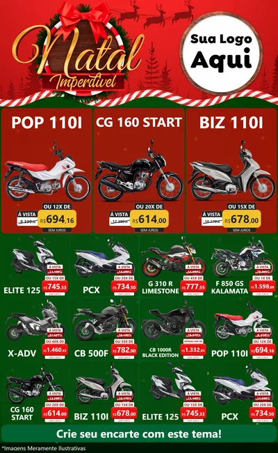 Modelo de Encarte para Encarte Grande com o tema Natal Imperdível para Concessionaria de Motos