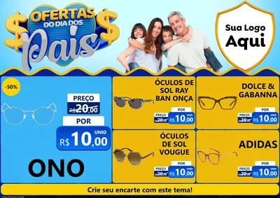Modelo de Encarte para Encarte A4 Horizontal com o tema Ofertas do Dia dos Pais para Óticas