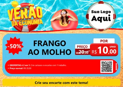 Modelo de Cartaz para Cartaz A4 Horizontal com o tema Verão da Economia para Restaurante