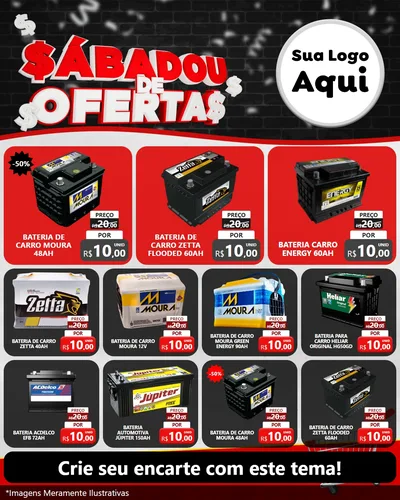 Modelo de Rede Social para Feed Instagram com o tema Sabadou de Ofertas para Baterias Elétricas