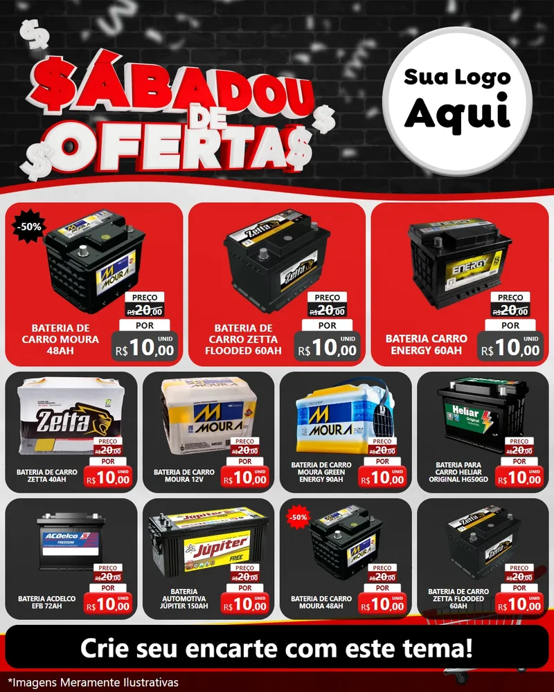 Modelo de Rede Social para Feed Instagram com o tema Sabadou de Ofertas para Baterias Elétricas