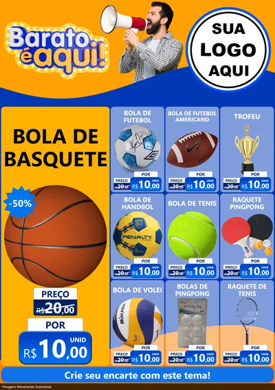 Modelo de Encarte para Encarte A4 Vertical com o tema Barato é aqui para Artigos Esportivos