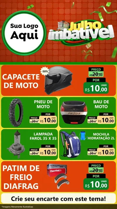 Modelo de TV para TV Vertical com o tema Julho Imbatível para Moto peças