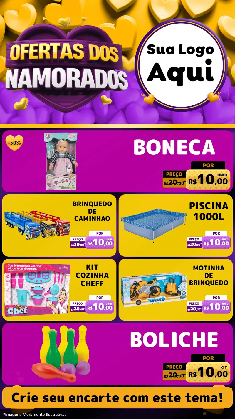 Modelo de TV para TV Vertical com o tema Oferta Dos Namorados para Brinquedos