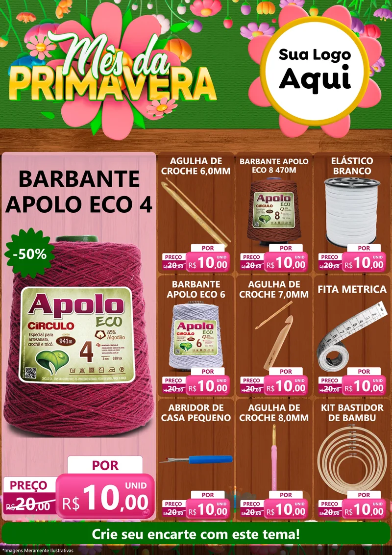 Modelo de Encarte para Encarte A4 Vertical com o tema Mês da Primavera para Armarinho e Aviamentos