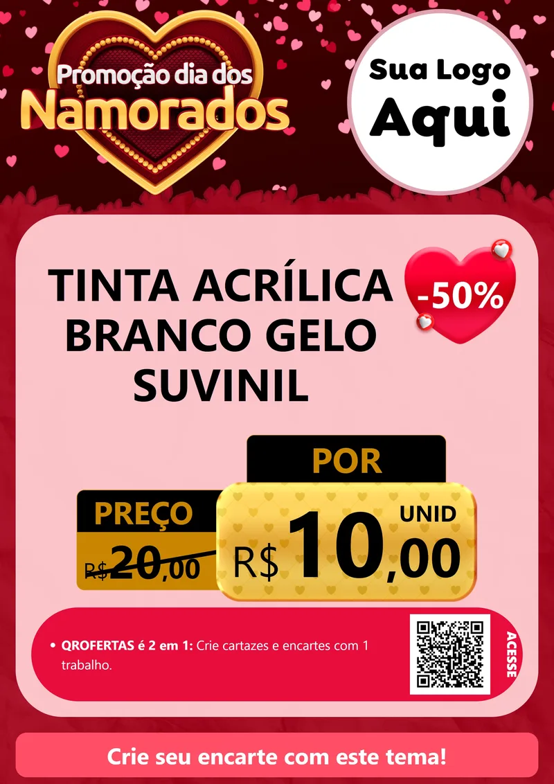 Modelo de Cartaz para Cartaz A4 Vertical com o tema Promoção Dia Dos Namorados para Tintas e Ferramentas