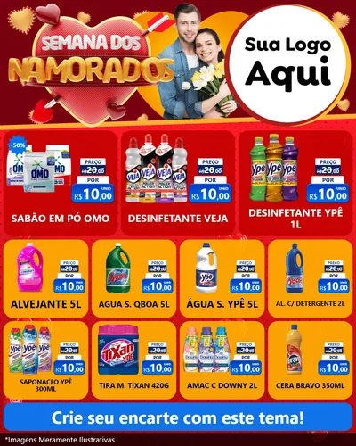 Modelo de Rede Social para Feed Instagram com o tema Semana dos Namorados para Produtos de Limpeza