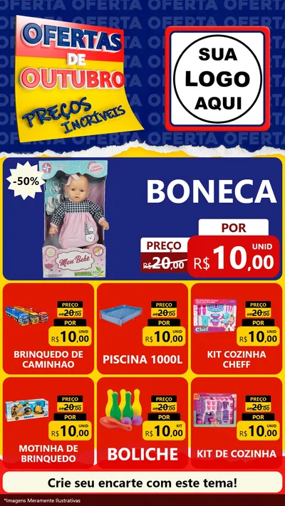 Modelo de Rede Social para Stories com o tema Ofertas de Outubro - Preços Incríveis para Brinquedos
