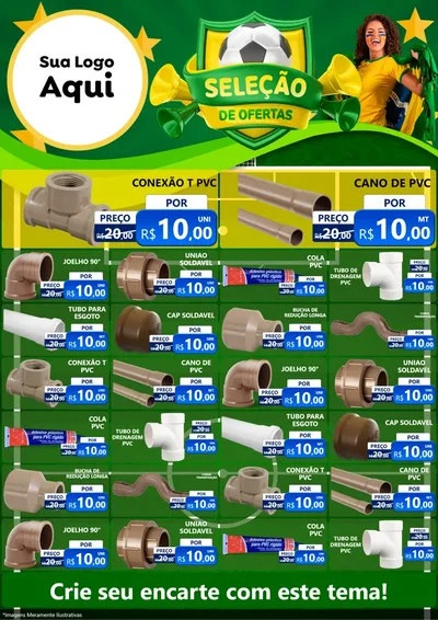 Modelo de Encarte para Encarte A4 Vertical com o tema Seleção de Ofertas - Copa para Tubos e conexões
