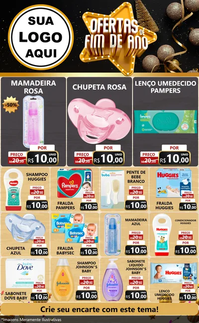 Modelo de Encarte para Encarte Grande com o tema Ofertas de Fim de Ano para Bebês