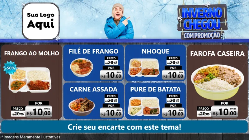 Modelo de TV para TV Horizontal com o tema Inverno Chegou Com Promoção para Restaurante