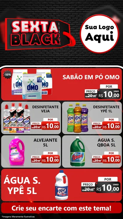 Modelo de TV para TV Vertical com o tema Sexta Black para Produtos de Limpeza