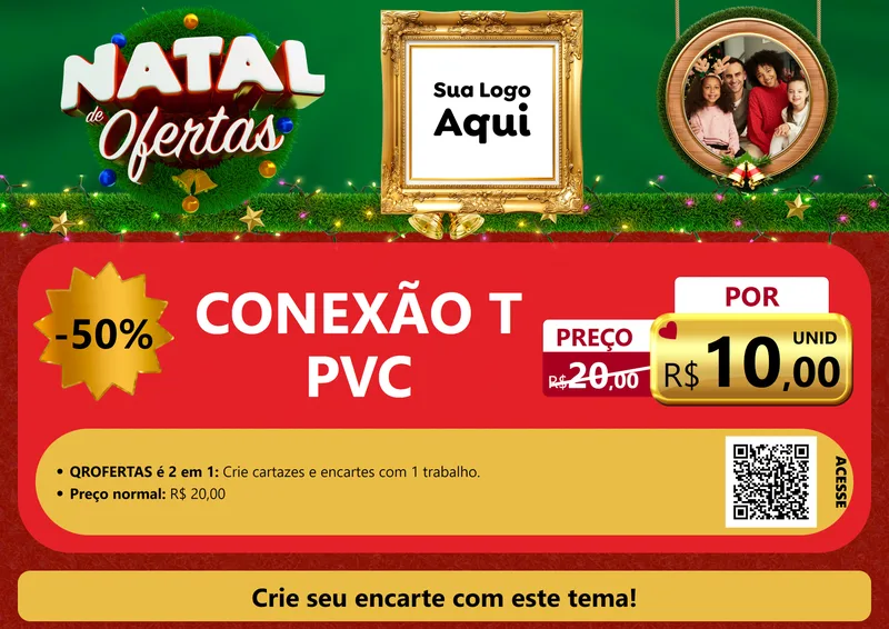 Modelo de Cartaz para Cartaz A4 Horizontal com o tema Natal de Ofertas para Tubos e conexões