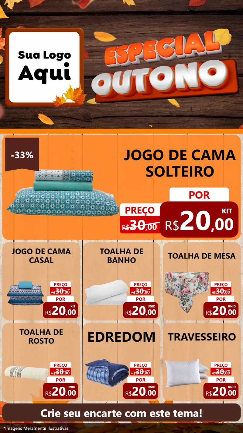 Modelo de Rede Social para Stories com o tema Especial Outono para Cama, Mesa e Banho