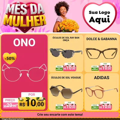 Modelo de Rede Social para Feed Facebook com o tema Mês da Mulher para Óticas