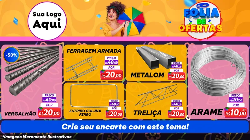 Modelo de TV para TV Horizontal com o tema Folia de Ofertas para Ferragens