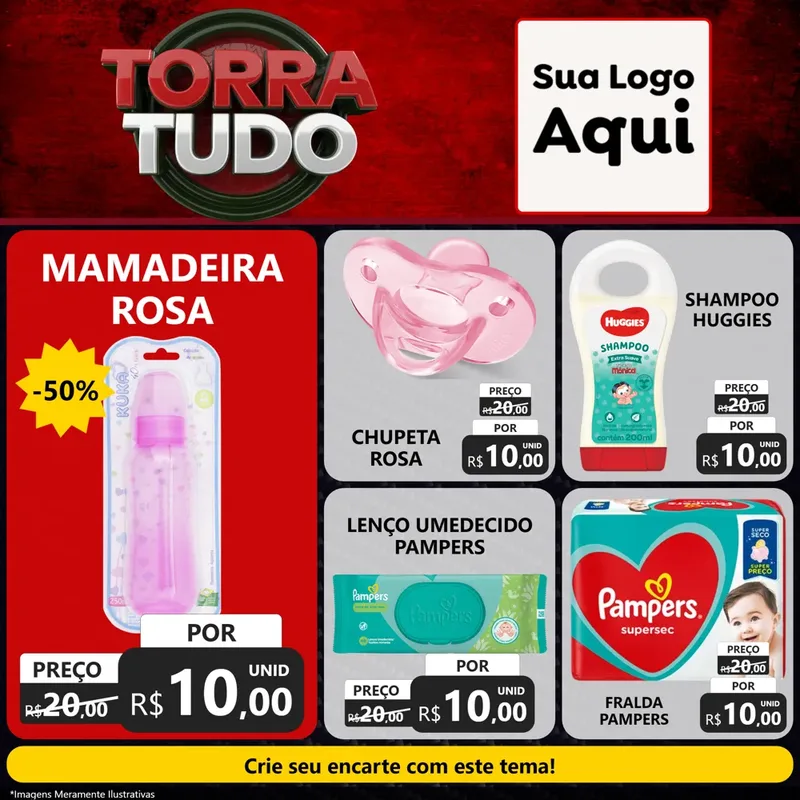 Modelo de Rede Social para Feed Facebook com o tema Torra Tudo para Bebês