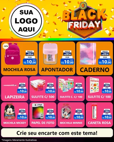 Modelo de Rede Social para Feed Instagram com o tema Black Friday para Papelaria