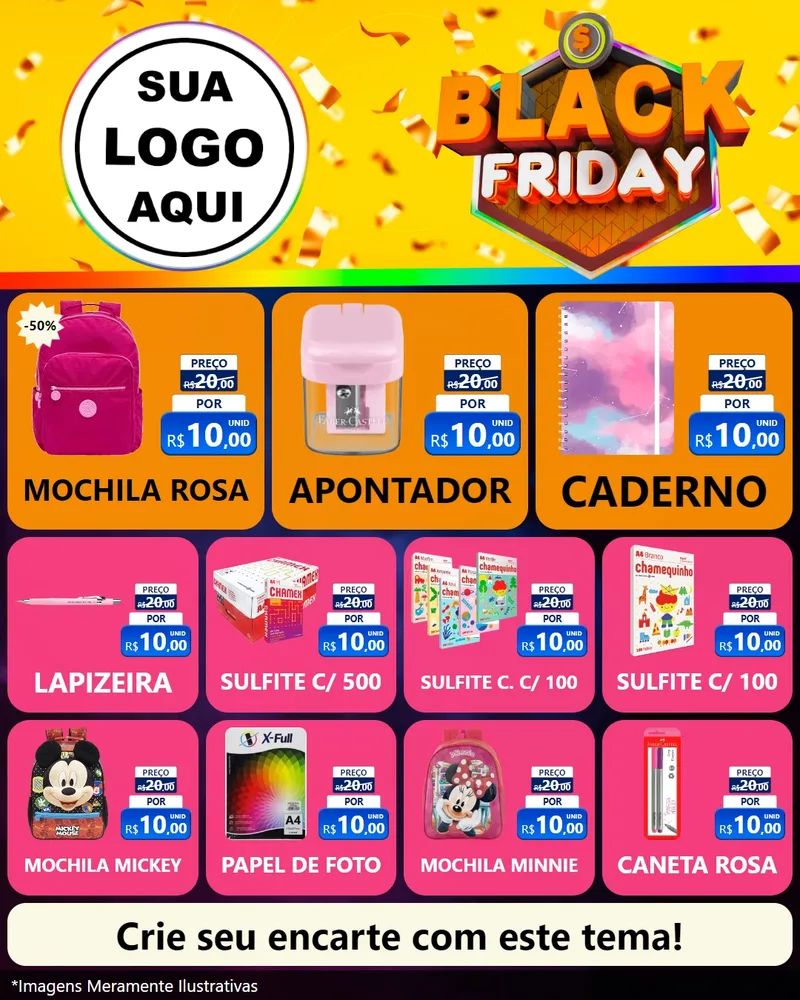 Modelo de Rede Social para Feed Instagram com o tema Black Friday para Papelaria