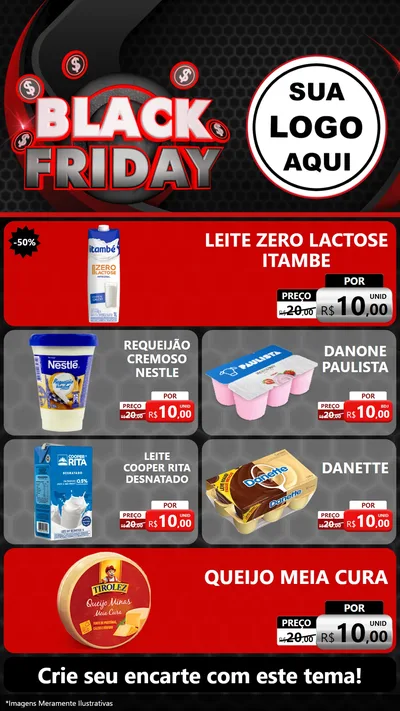 Modelo de TV para TV Vertical com o tema Black Friday para Frios e Laticínios