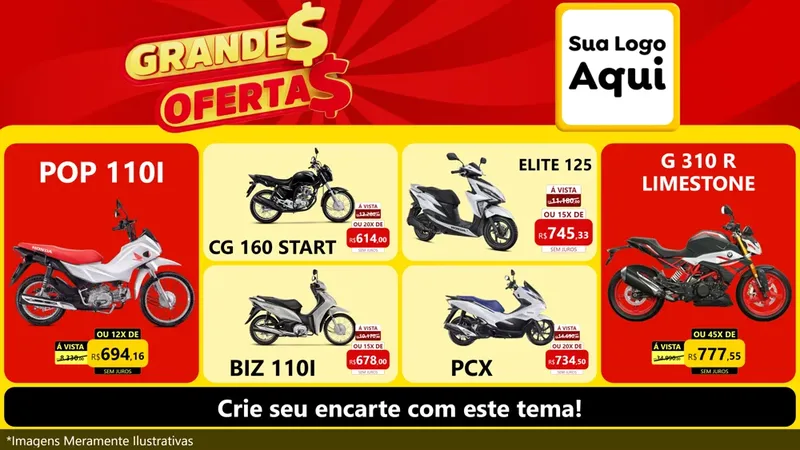 Modelo de TV para TV Horizontal com o tema Grandes Ofertas para Concessionaria de Motos