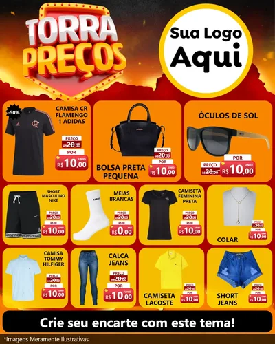 Modelo de Rede Social para Feed Instagram com o tema Torra Preços para Roupas e acessórios
