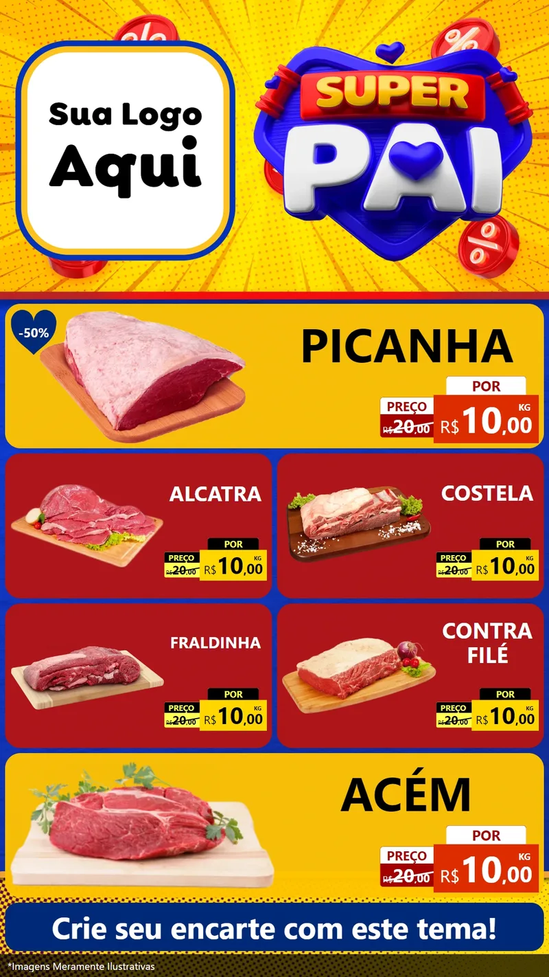 Modelo de TV para TV Vertical com o tema Super Pai para Açougue