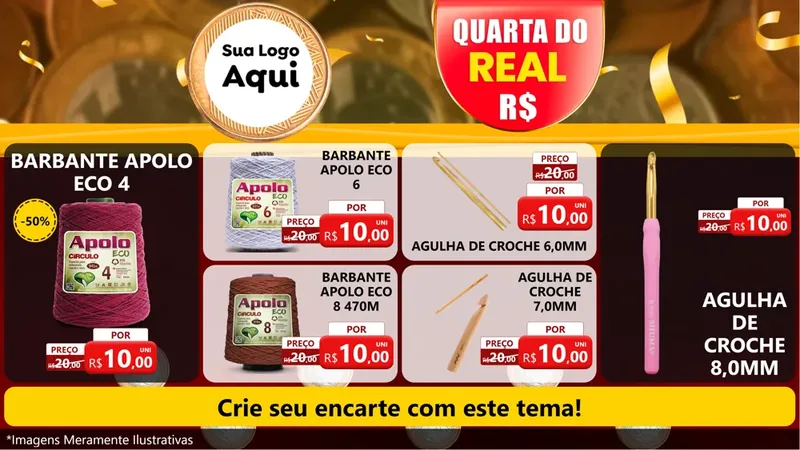 Modelo de TV para TV Horizontal com o tema Quarta do Real para Armarinho e Aviamentos