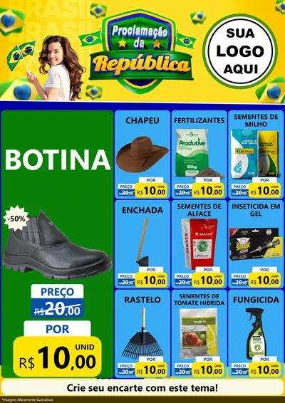 Modelo de Encarte para Encarte A4 Vertical com o tema Proclamação da República para Agropecuária