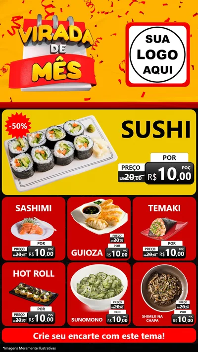 Modelo de Rede Social para Stories com o tema Virada de Mês para Comida japonesa