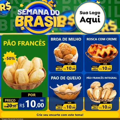 Modelo de Rede Social para Feed Facebook com o tema Semana Do Brasil para Padaria