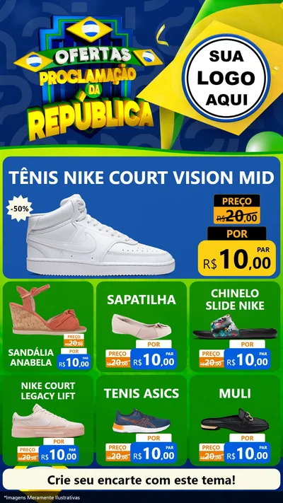 Modelo de Rede Social para Stories com o tema Ofertas Proclamação da República para Calçados